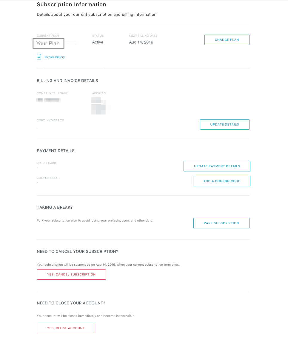 Dashboard basics Billing Settings Help center